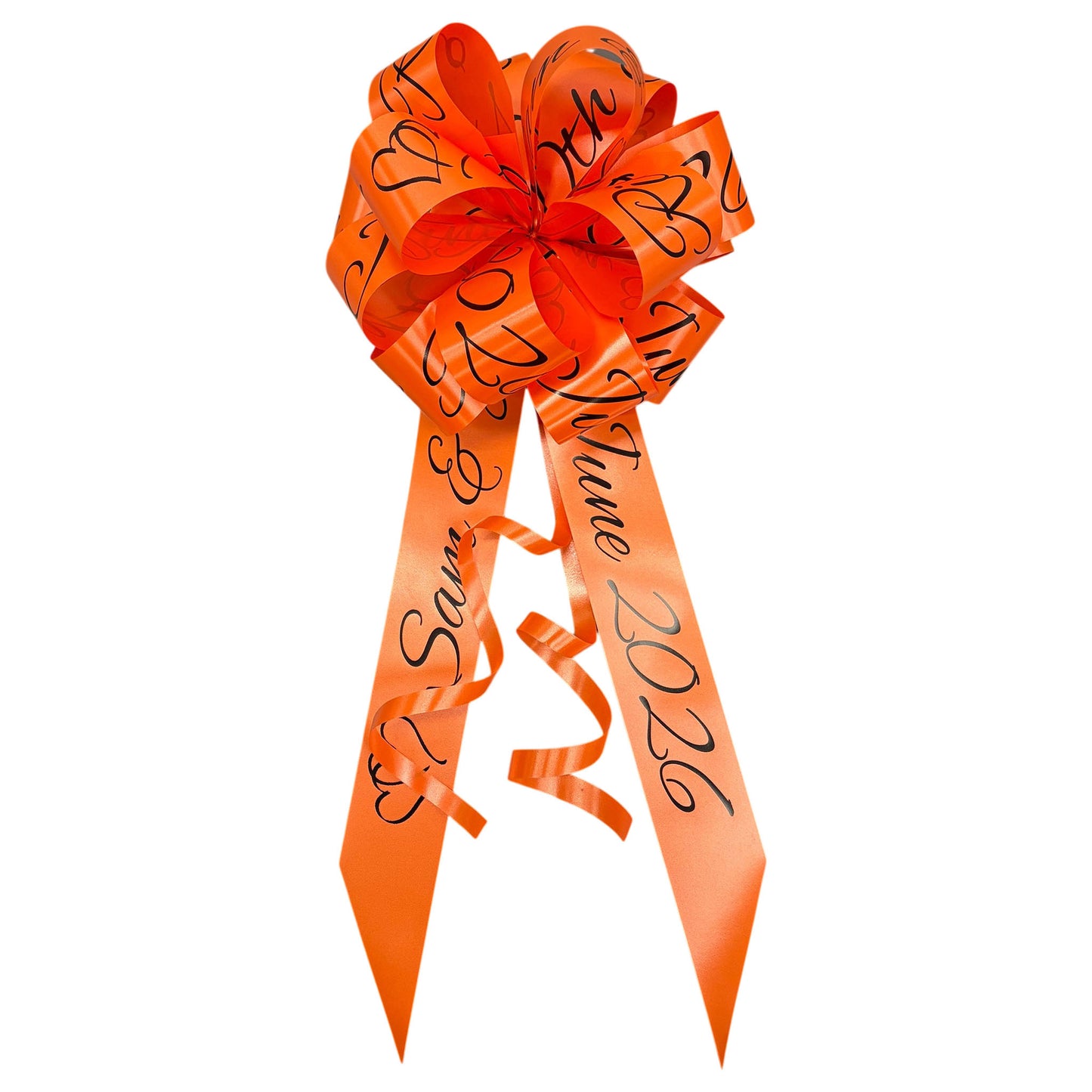 Orange Personalised Handmade Wedding Car Bonnet Bow
