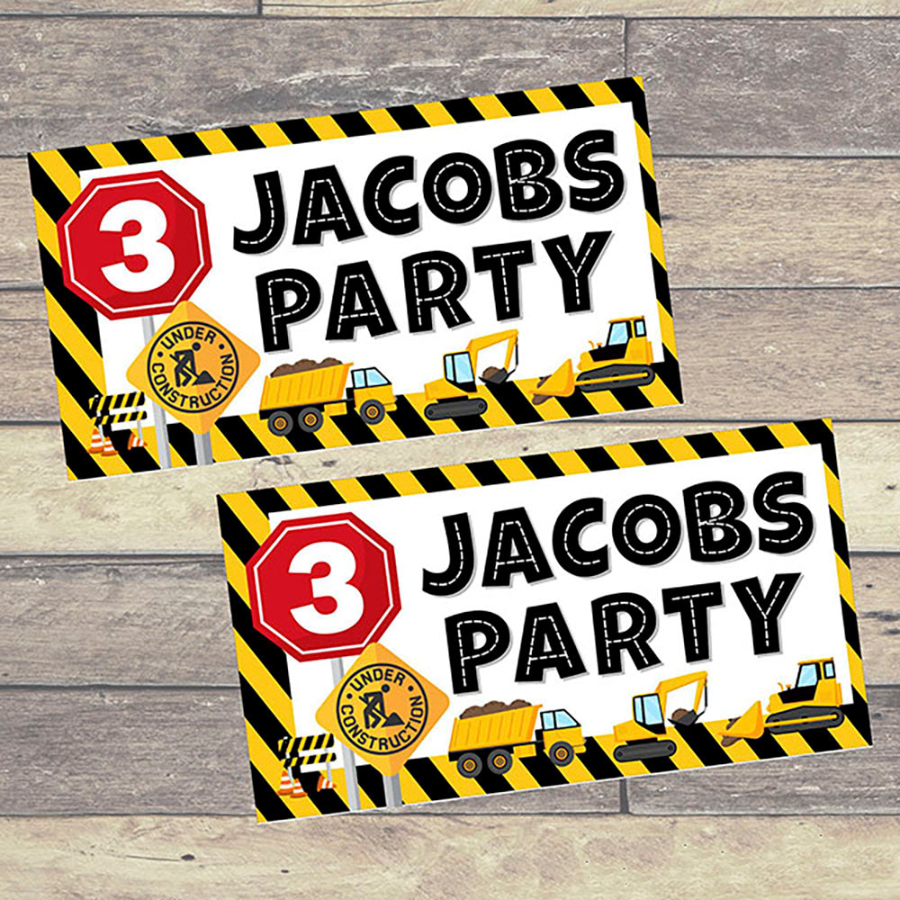 Construction Personalised Party Banners x 2