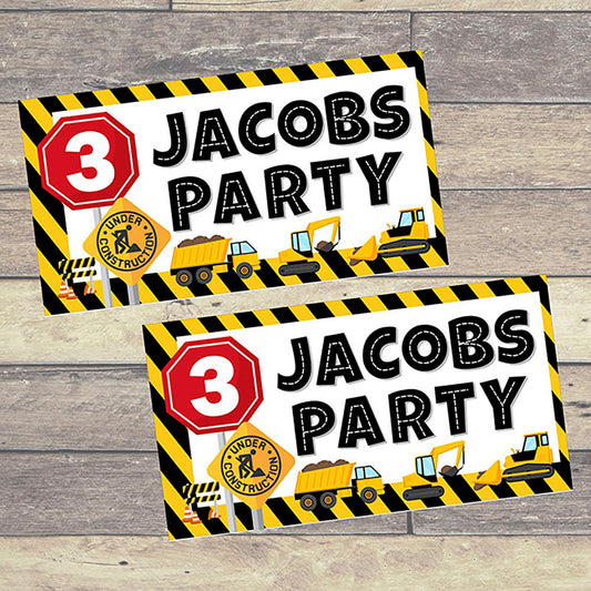 Construction Personalised Party Banners x 2