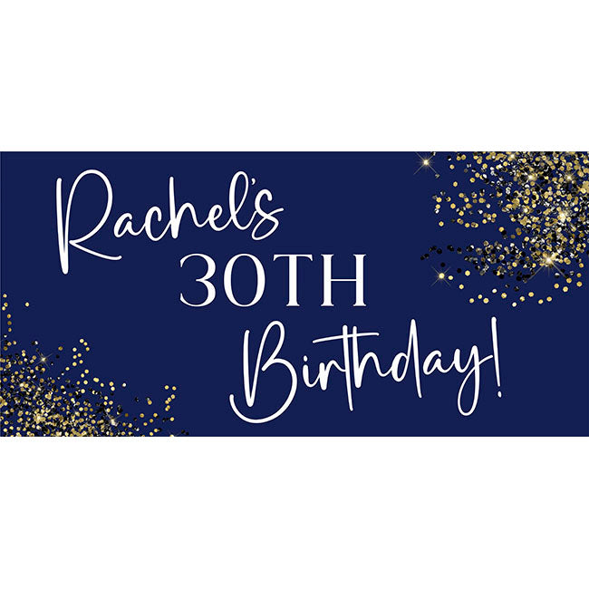 Navy and Gold Personalised Birthday Banners x 2