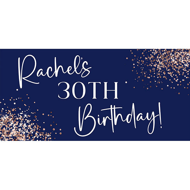 Navy and Rose Gold Personalised Birthday Banners x 2