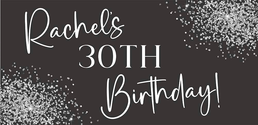 Black and Silver Personalised Birthday Banners x 2