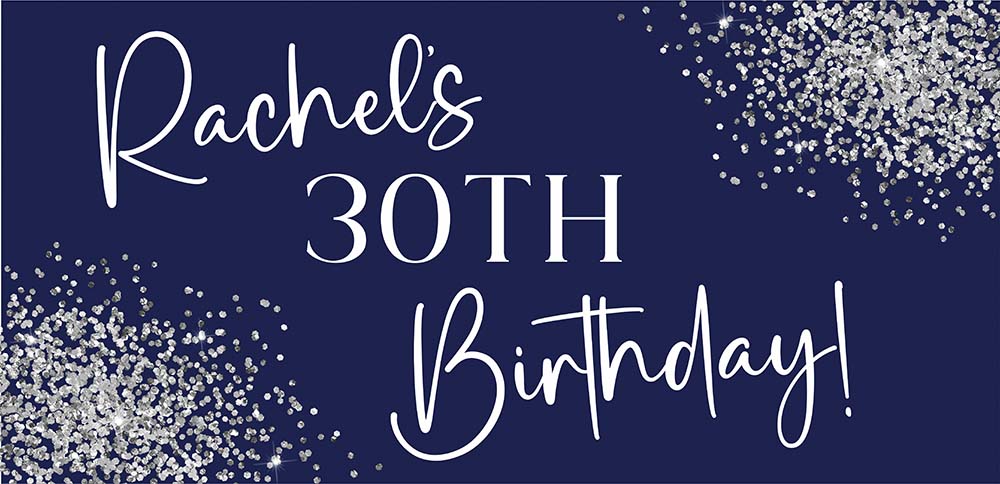 Navy and Silver Personalised Birthday Banners x 2