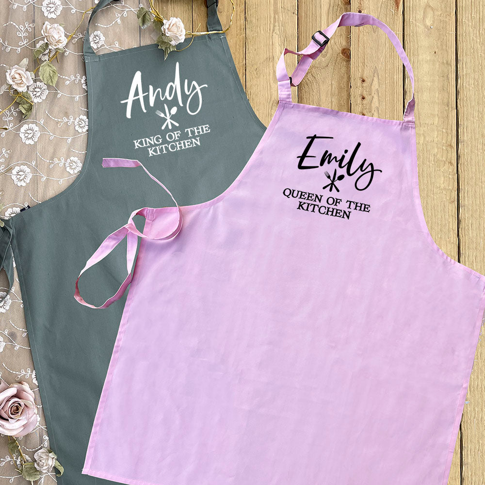 Personalised Couples Apron Set - King & Queen