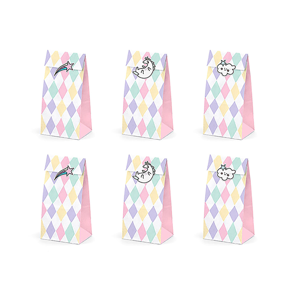 Unicorn Party Bags and Stickers x 6