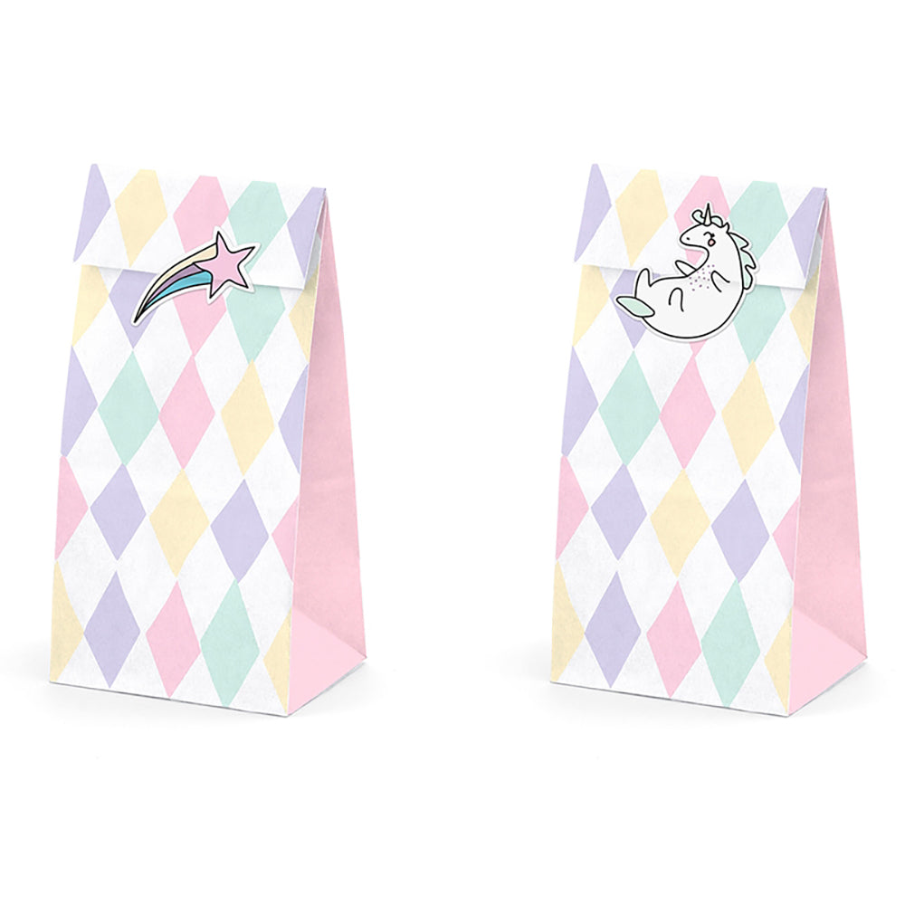 Unicorn Party Bags and Stickers x 6