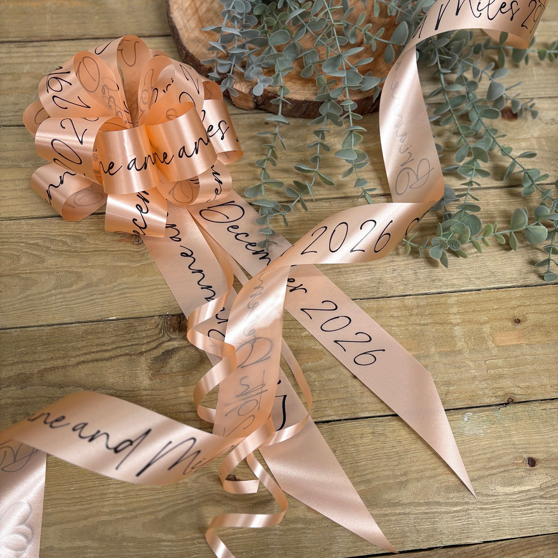 Personalised Peach Wedding Car Ribbon Kit 