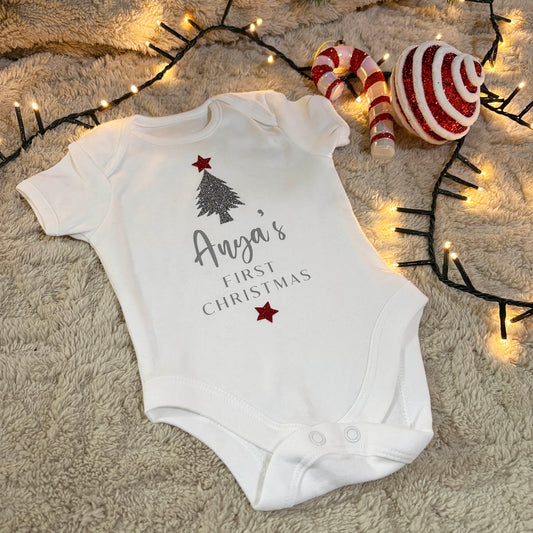 Personalised Baby Sleepsuit - First Christmas