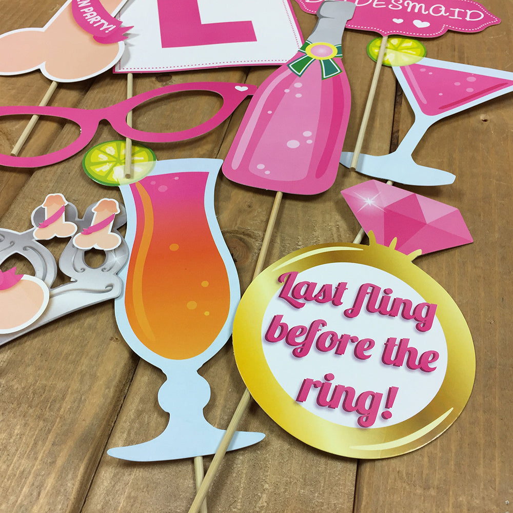 Pink Hen Party Photo Booth Props