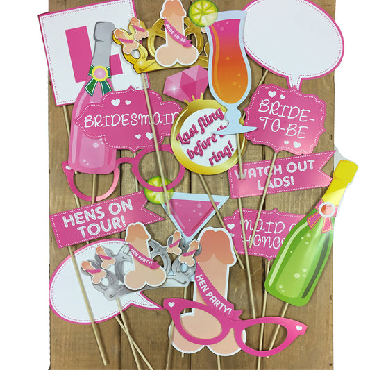 Pink Hen Party Photo Booth Props