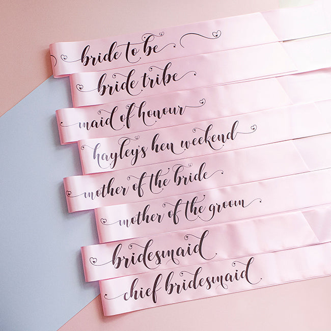 Pastel Bride Tribe Sashes - Pink