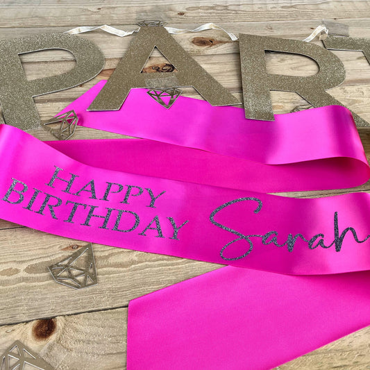 Personalised Glitter Sash - Happy Birthday