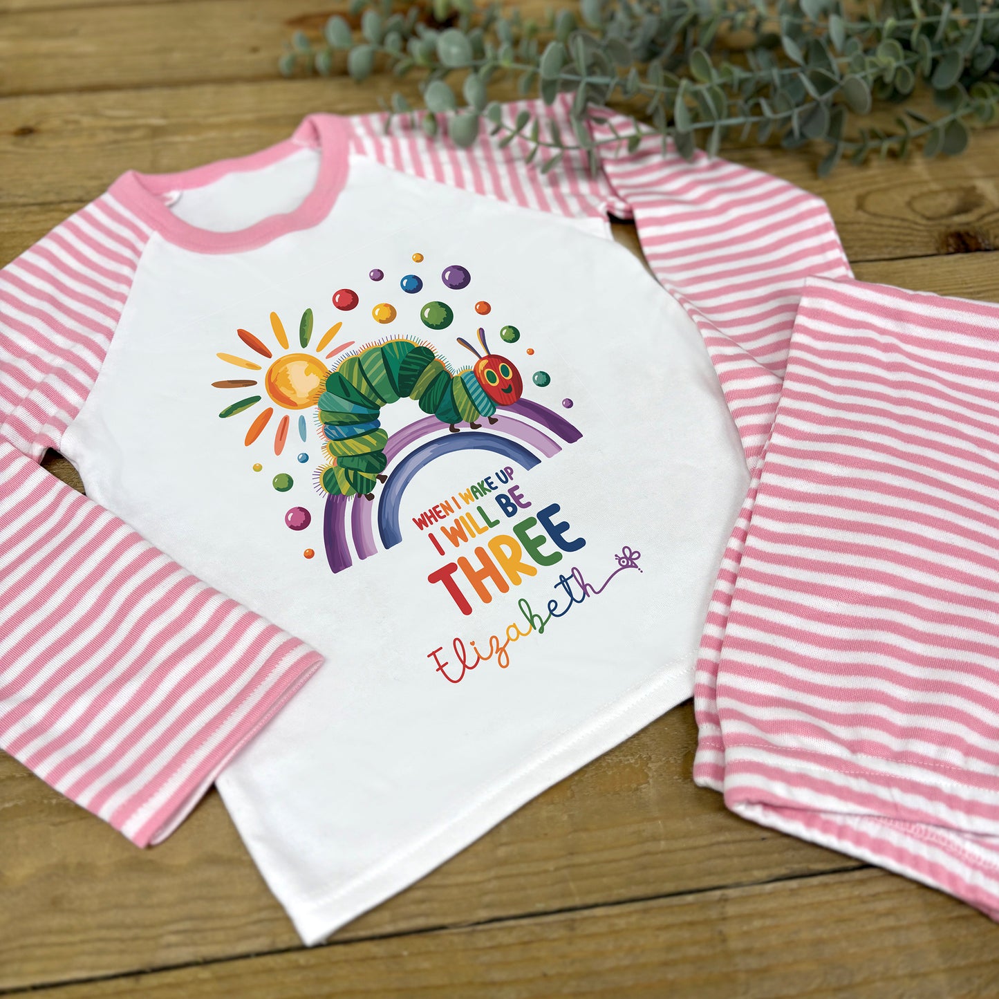 Children's Personalised Pyjamas - Hungry Caterpillar Age