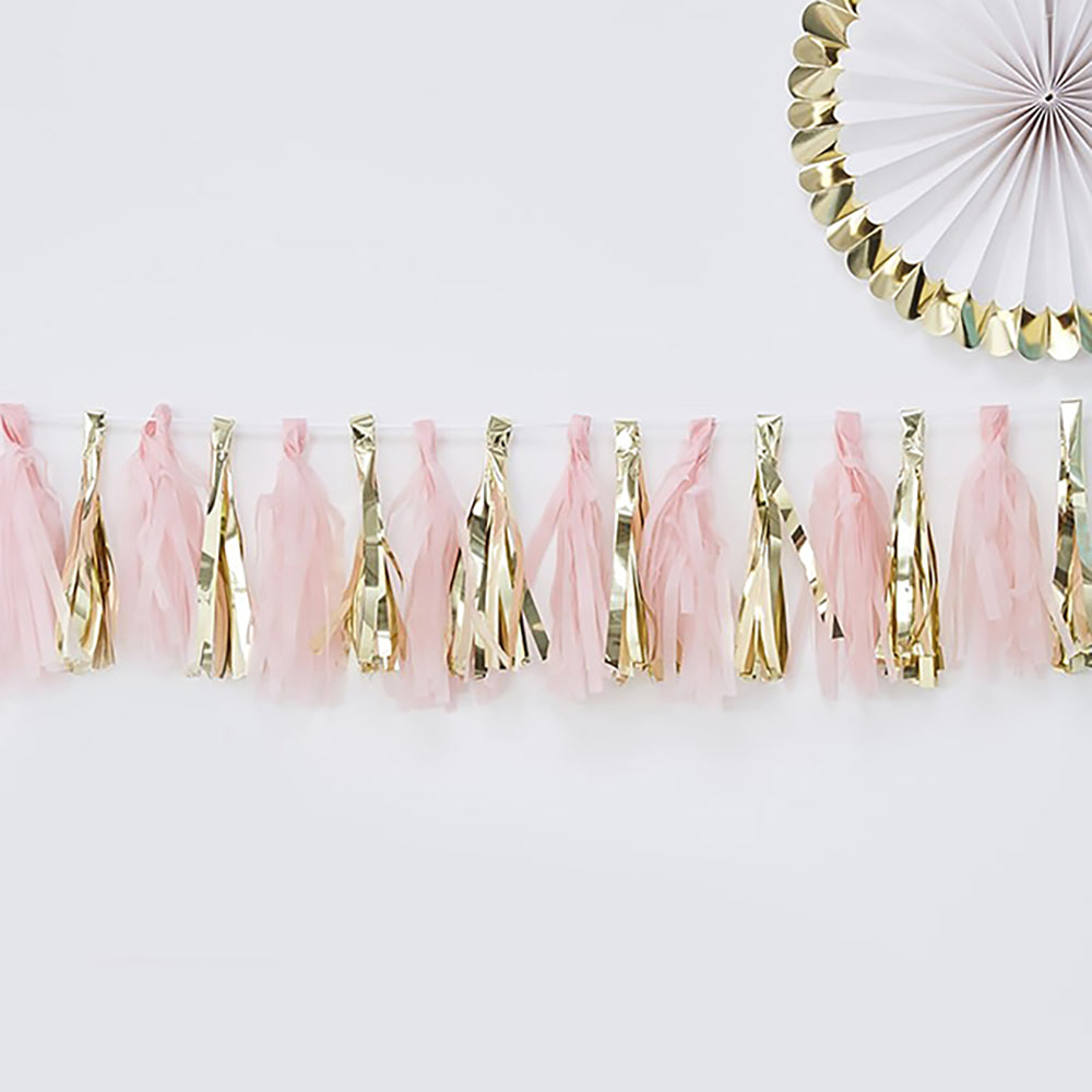 Oh Baby Pink and Gold Tassel Garland