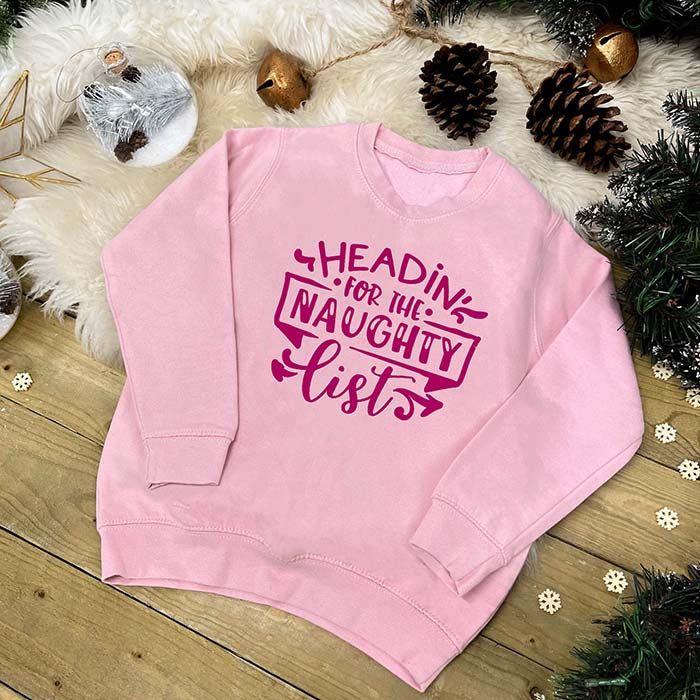 Kids Christmas Jumper – Heading For The Naughty List