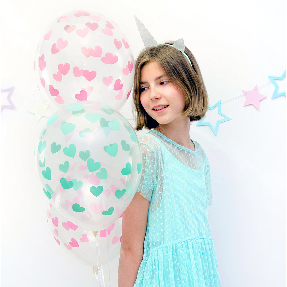 Mint Heart Balloons x 5