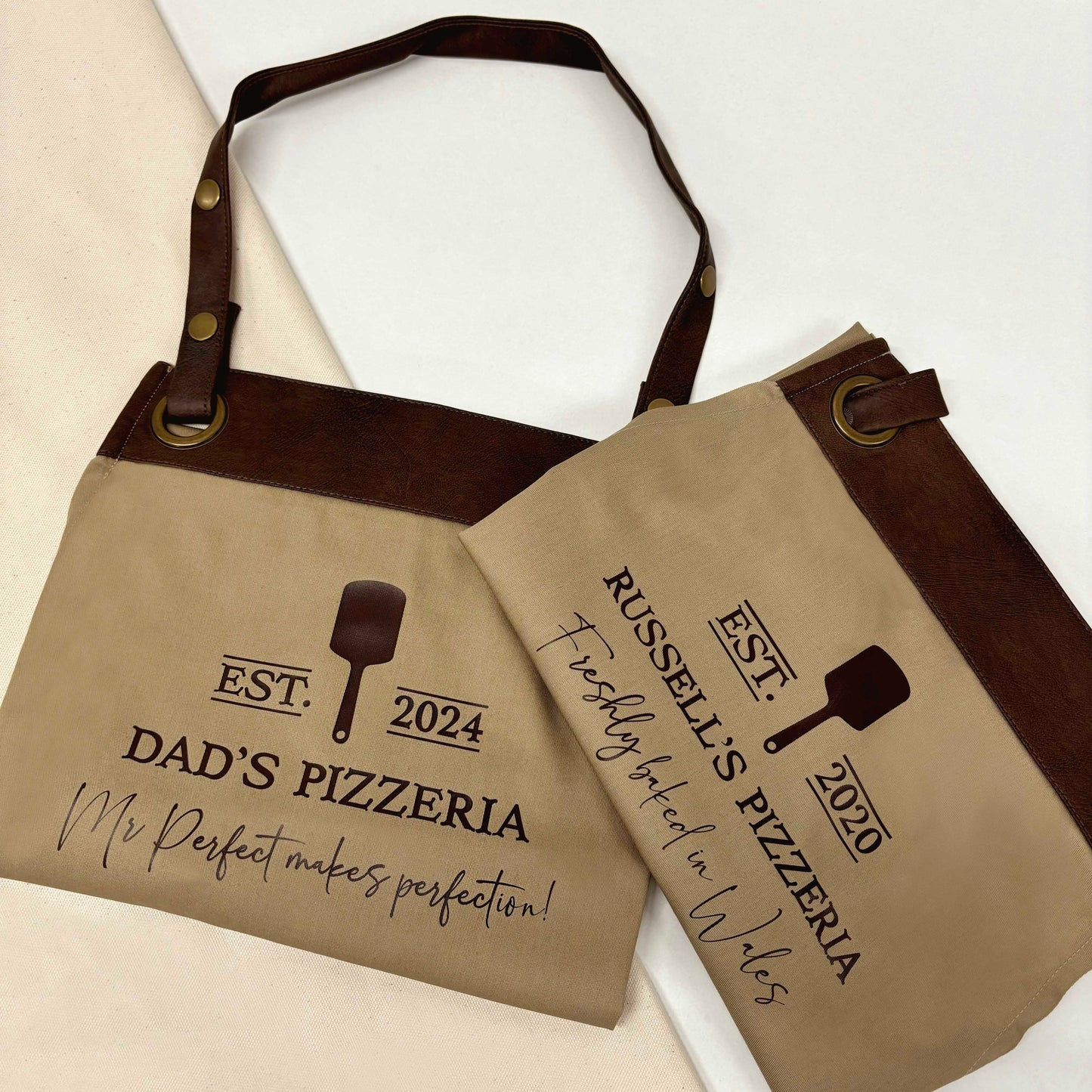 Personalised Faux Leather Apron - Pizzeria