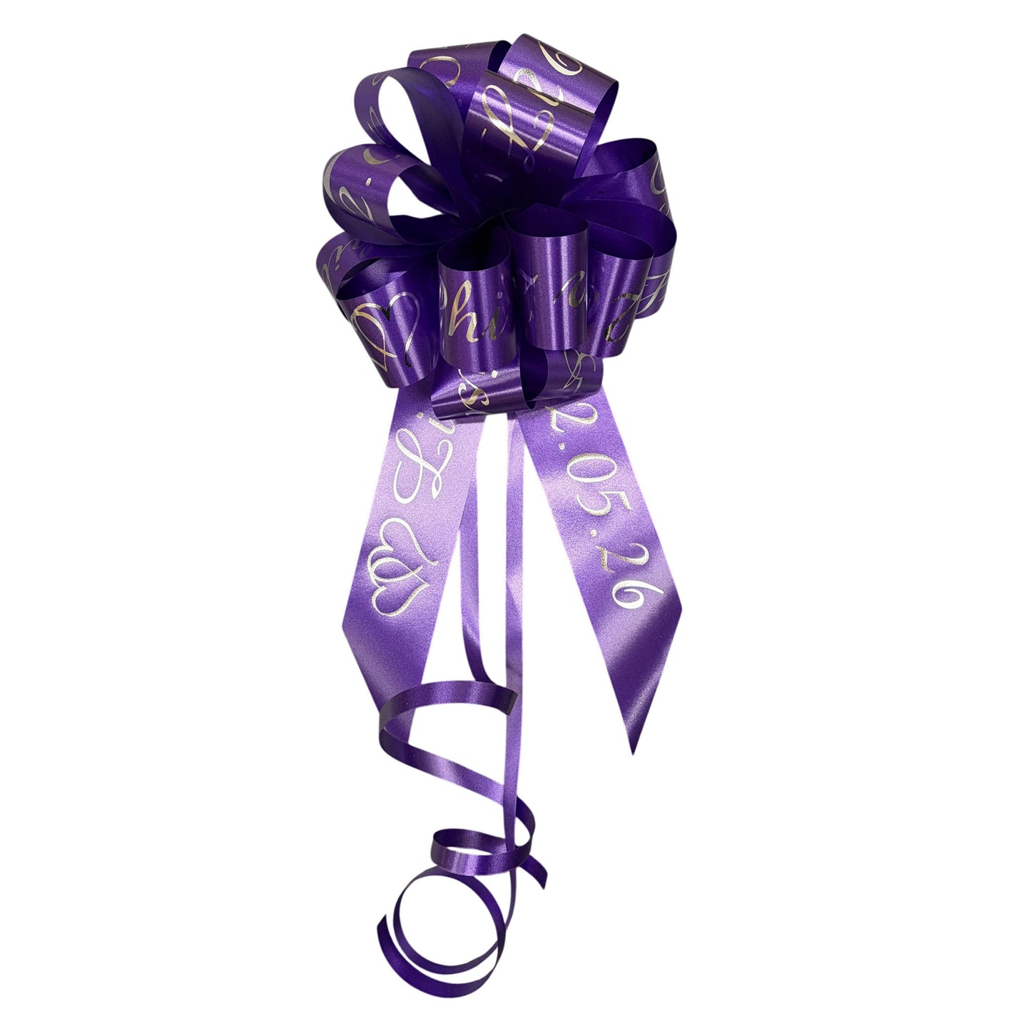 Purple Personalised Handmade Wedding Car Bonnet Bow