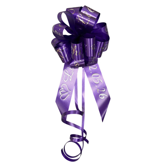 Purple Personalised Handmade Wedding Car Bonnet Bow