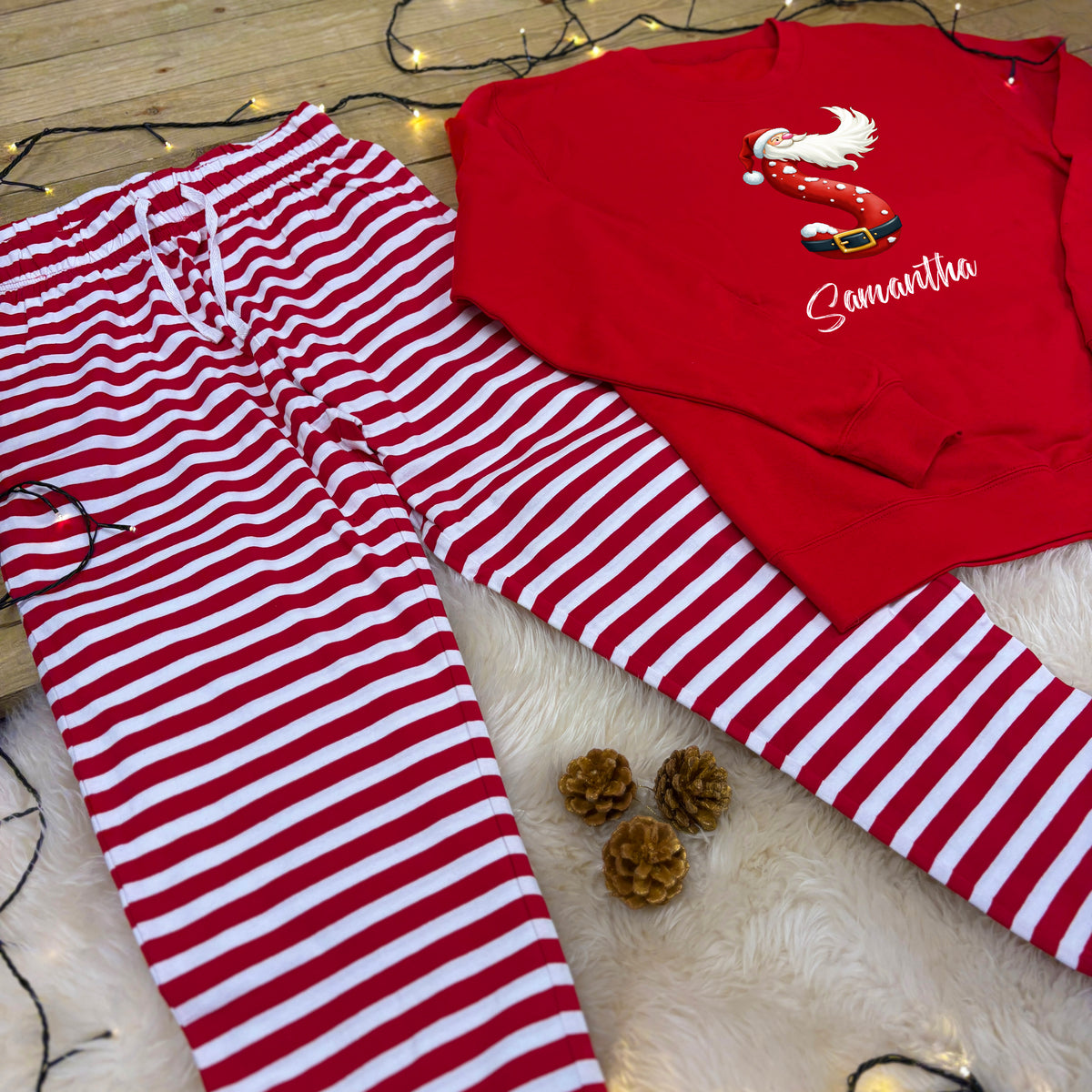 Personalised Family Christmas Loungewear Santa Initial
