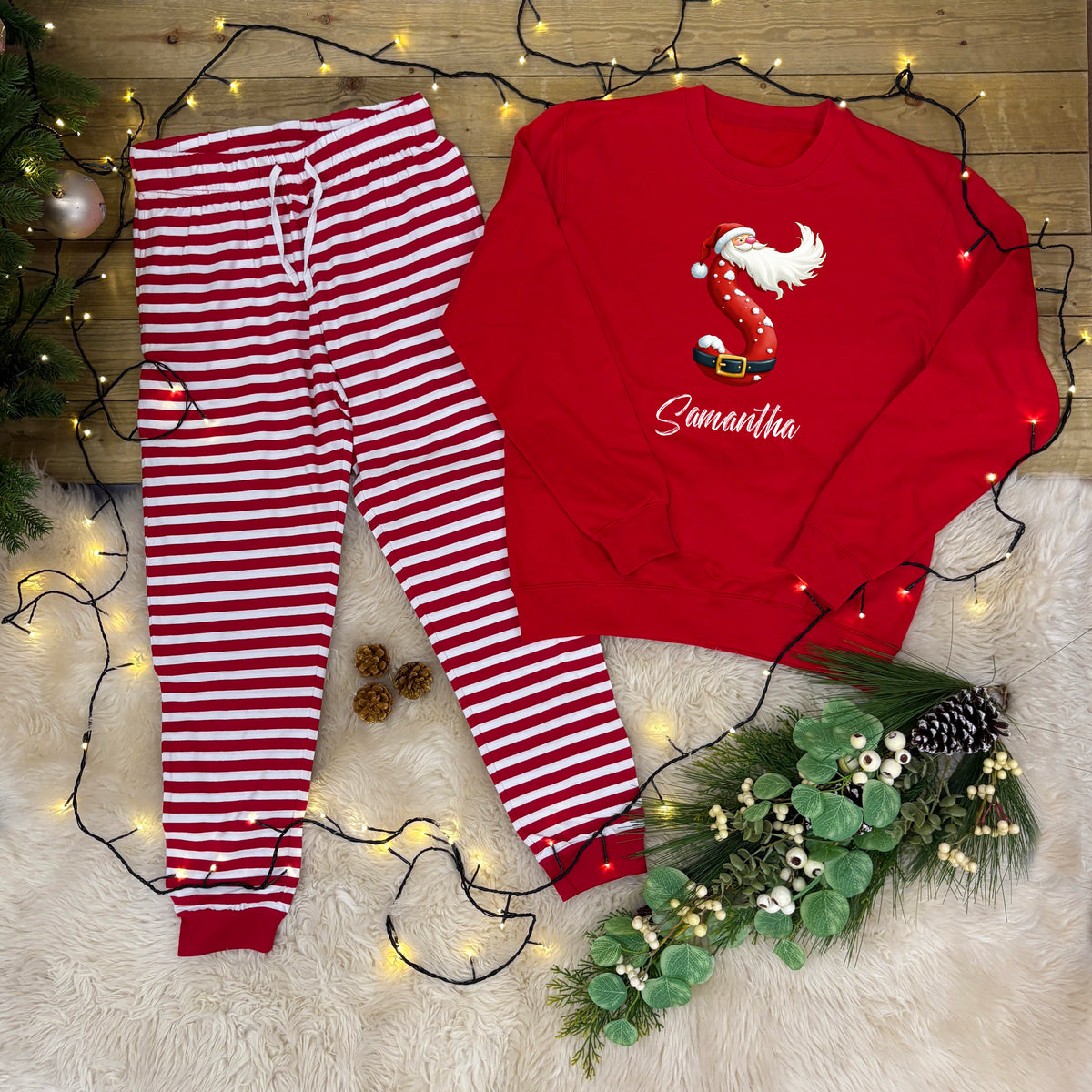 Personalised Family Christmas Loungewear Santa Initial