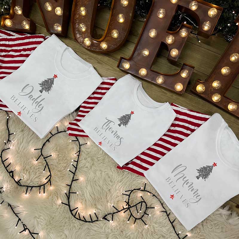 Personalised Family Christmas Pyjamas - I Believe