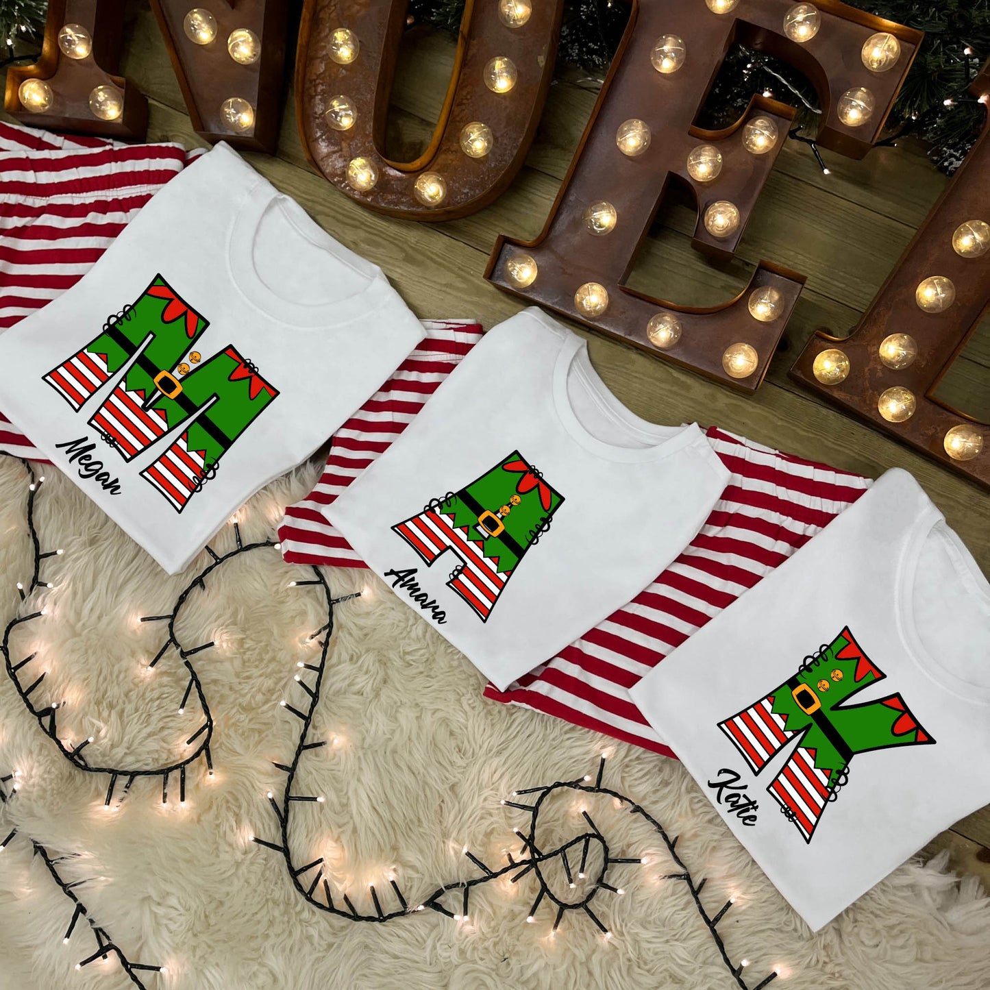 Personalised Family Christmas Pyjamas - Elf Alphabet