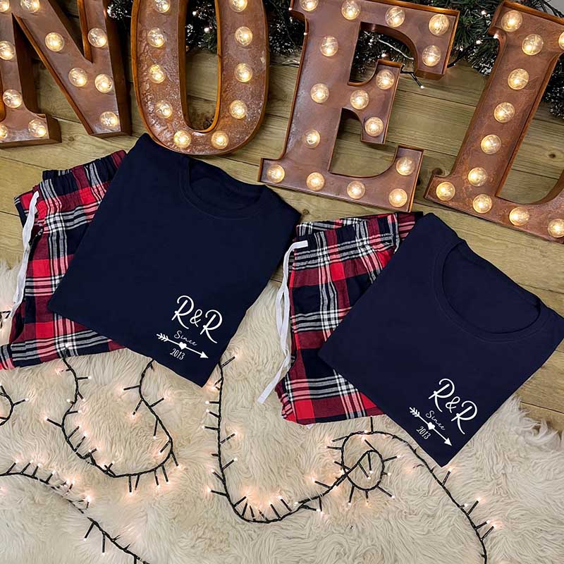 Personalised Couples Christmas Pyjamas - Initials