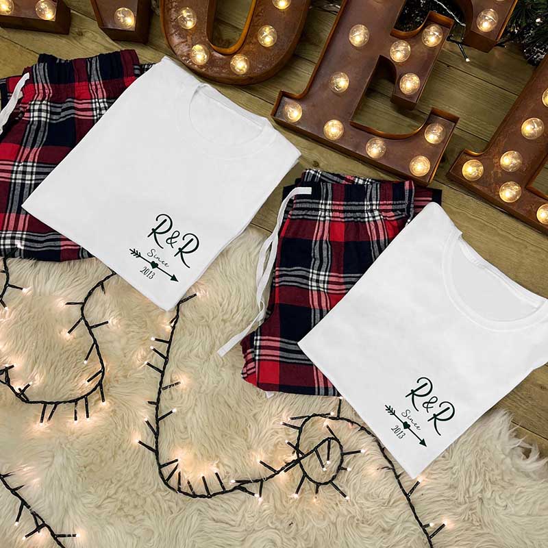 Personalised Couples Christmas Pyjamas - Initials