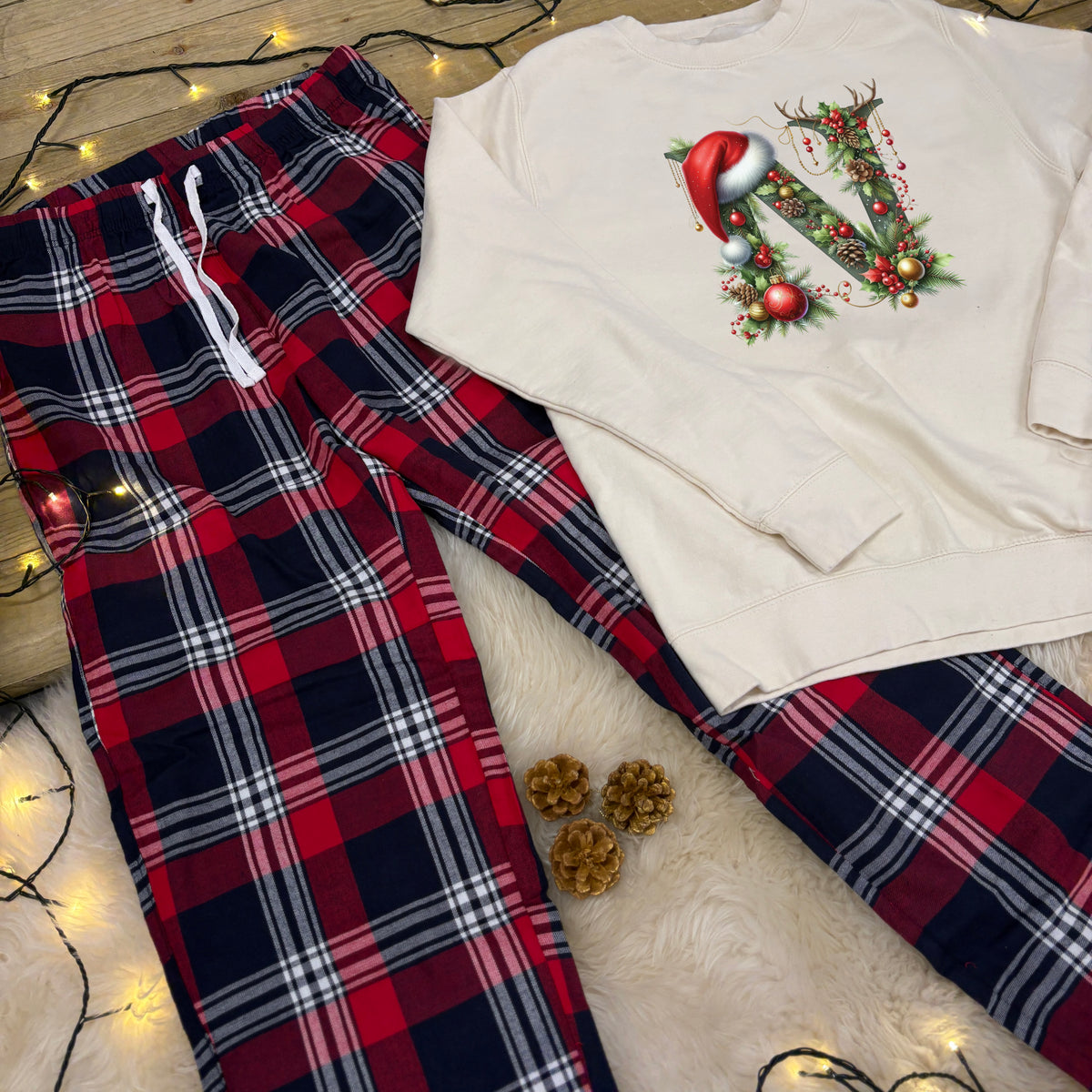 Personalised Family Christmas Loungewear Bauble Initial
