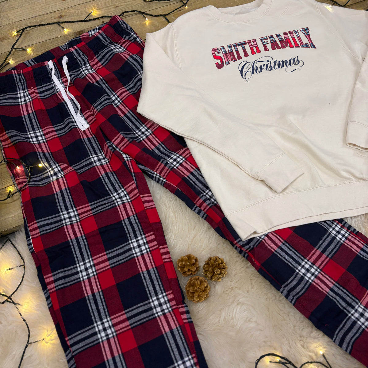 Personalised Tartan Style Family Christmas Loungewear