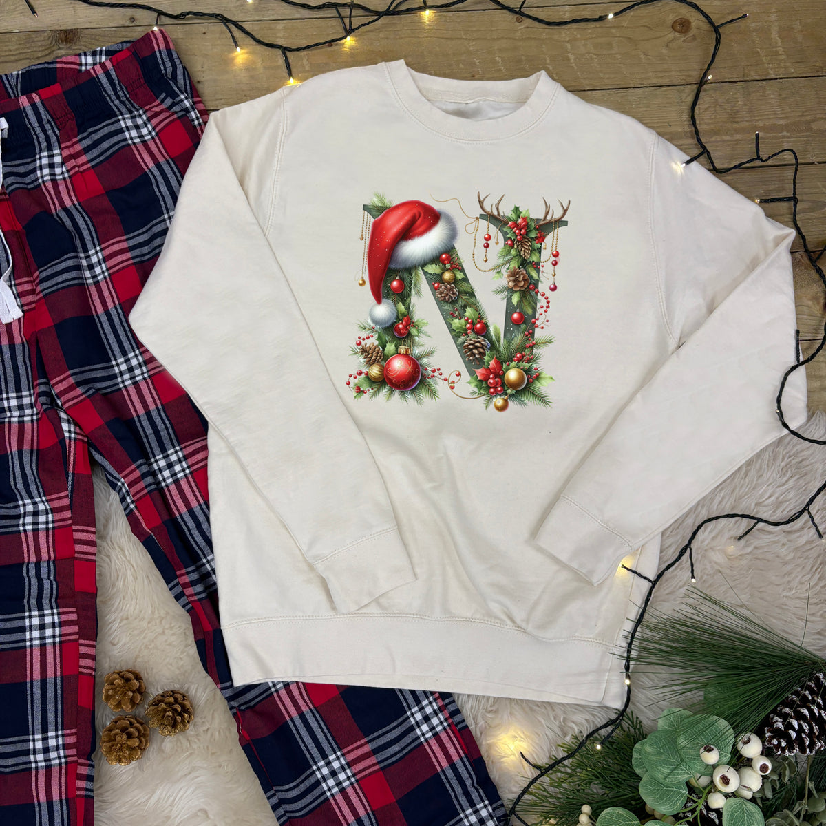 Personalised Family Christmas Loungewear Bauble Initial