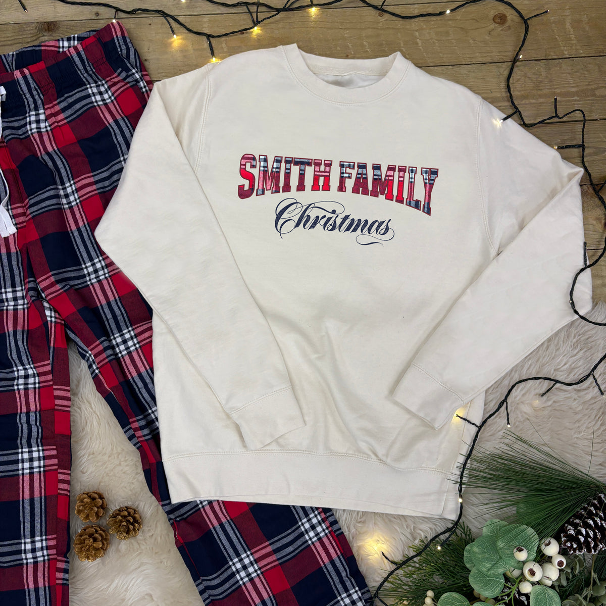 Personalised Tartan Style Family Christmas Loungewear