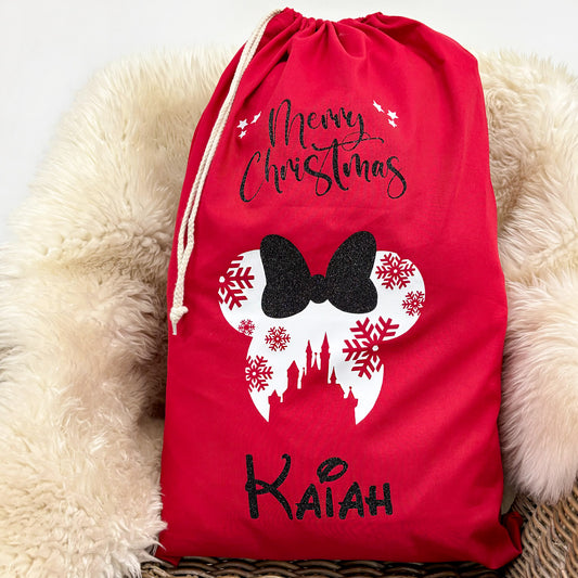 Personalised Minnie or Mickey Christmas Sack