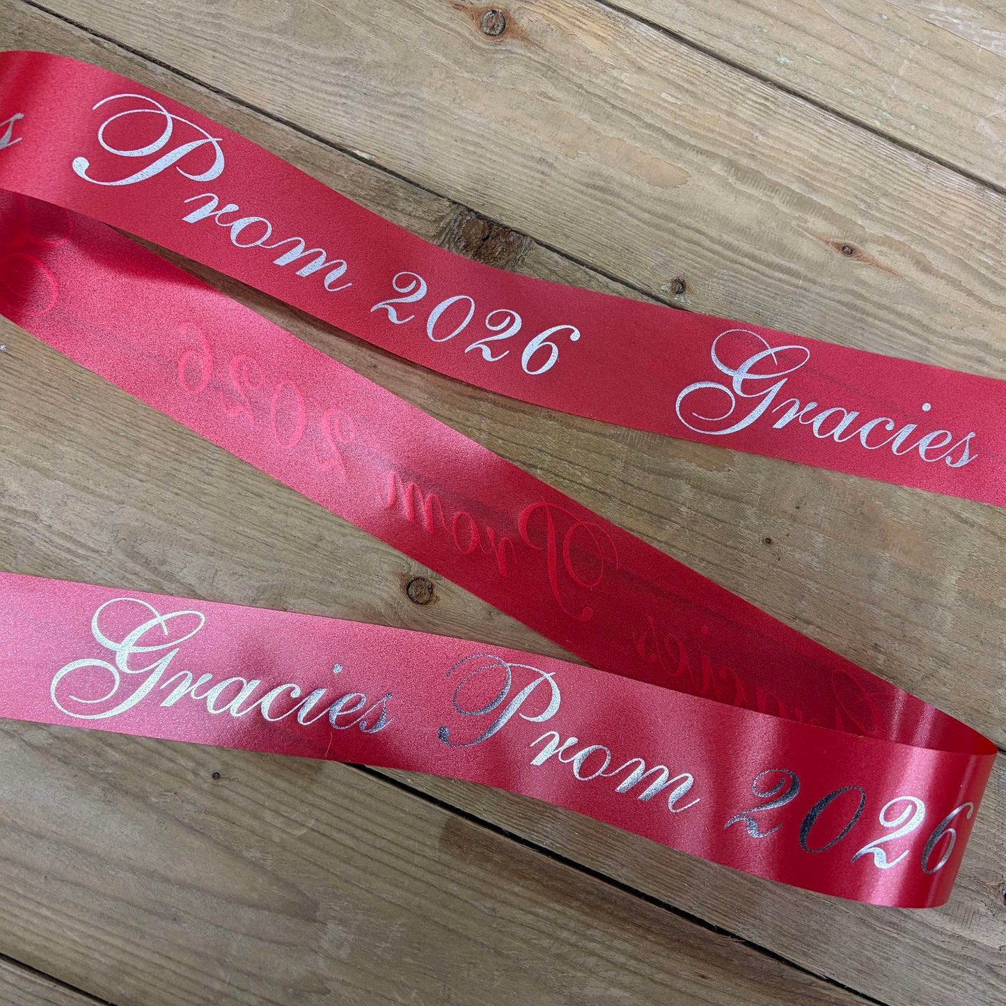Red Personalised Wedding Car Ribbon 6m