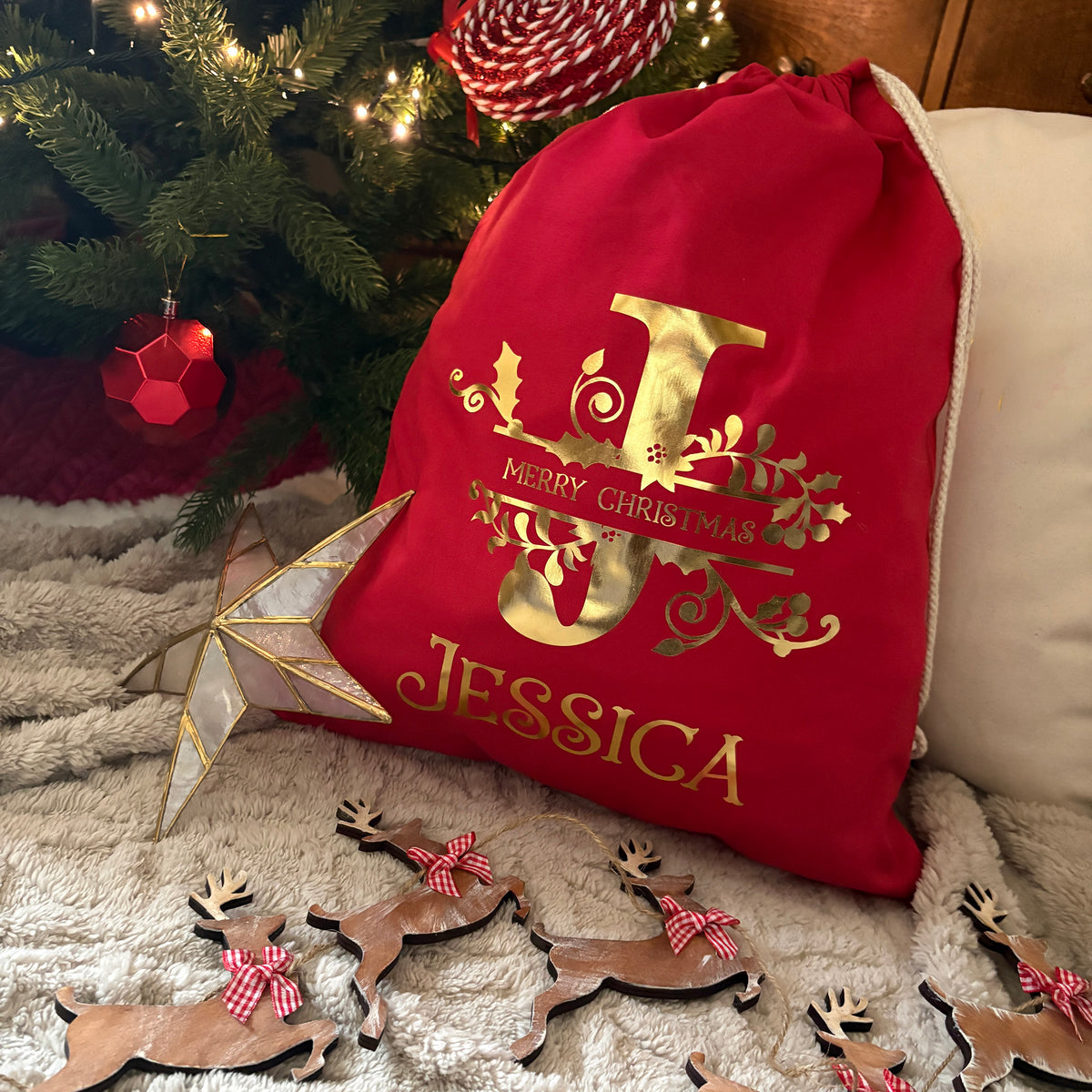 Personalised Monogram Christmas Gift Sack