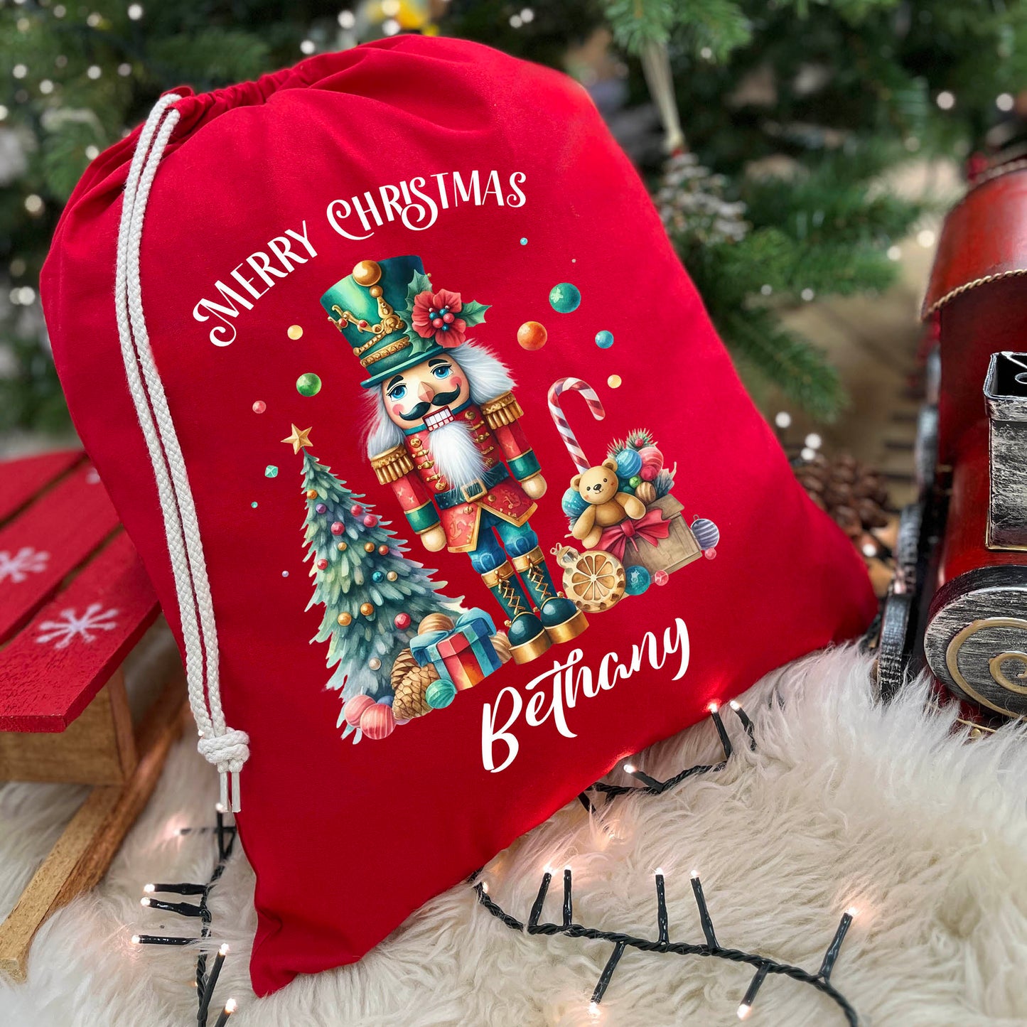 Christmas Nutcracker Gift Sack with Name