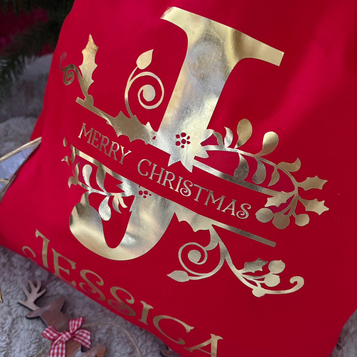 Personalised Monogram Christmas Gift Sack