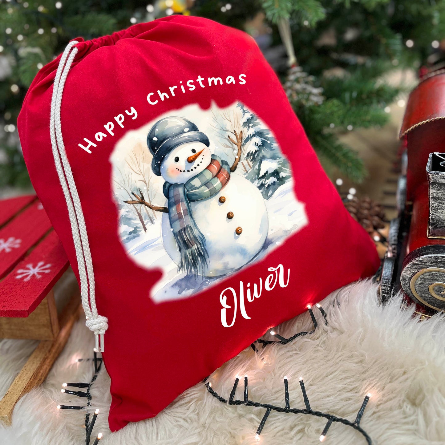 Personalised Christmas Snowman Sack