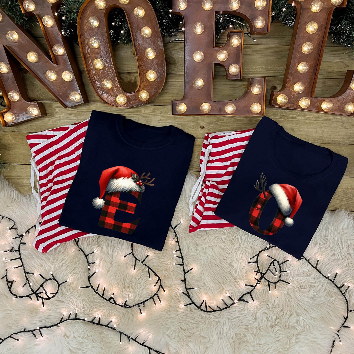 Personalised Family Christmas Pyjamas - Red Tartan Alphabet