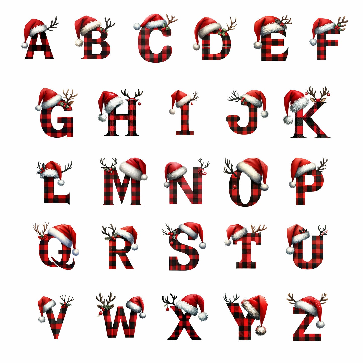 Personalised Family Christmas Pyjamas - Red Tartan Alphabet