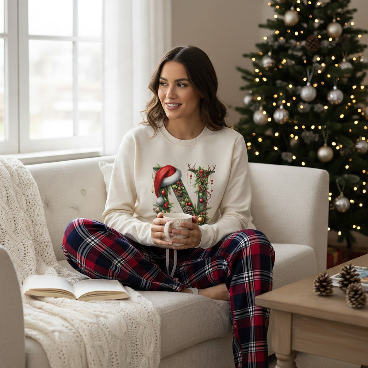 Personalised Family Christmas Loungewear Bauble Initial