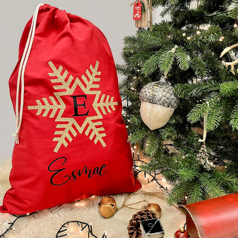 Glitter Snowflake Christmas Gift Sack