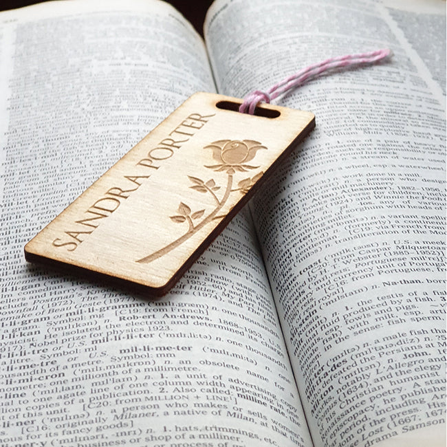 Personalised Wooden Bookmark - Rose