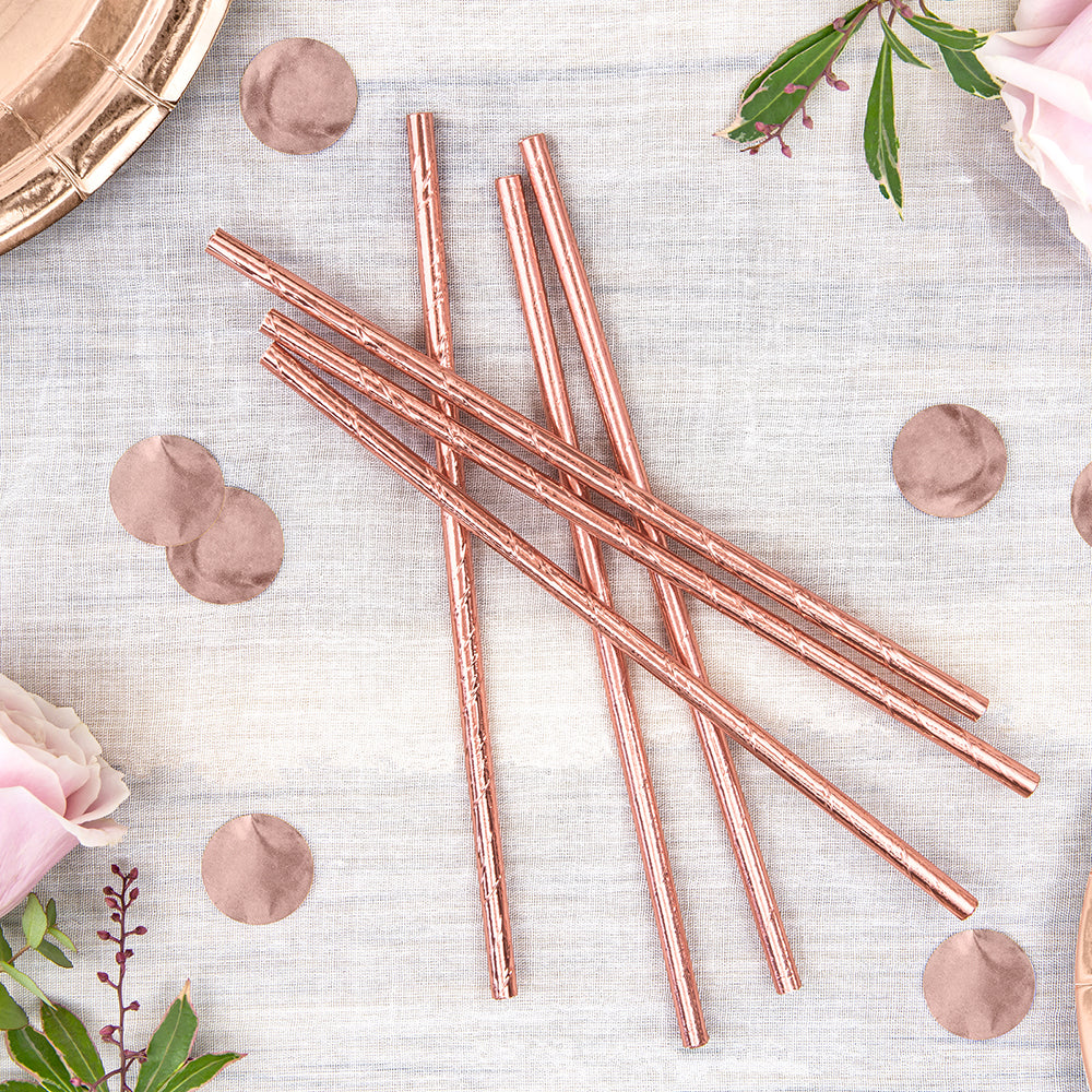 Rose Gold Straws x 10