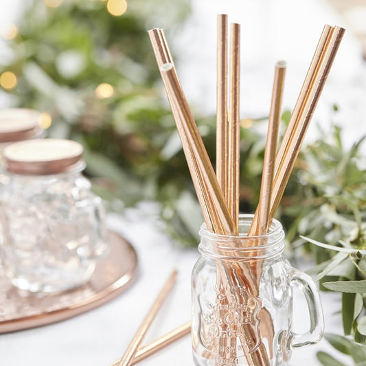 Rose Gold Paper Straws x 25