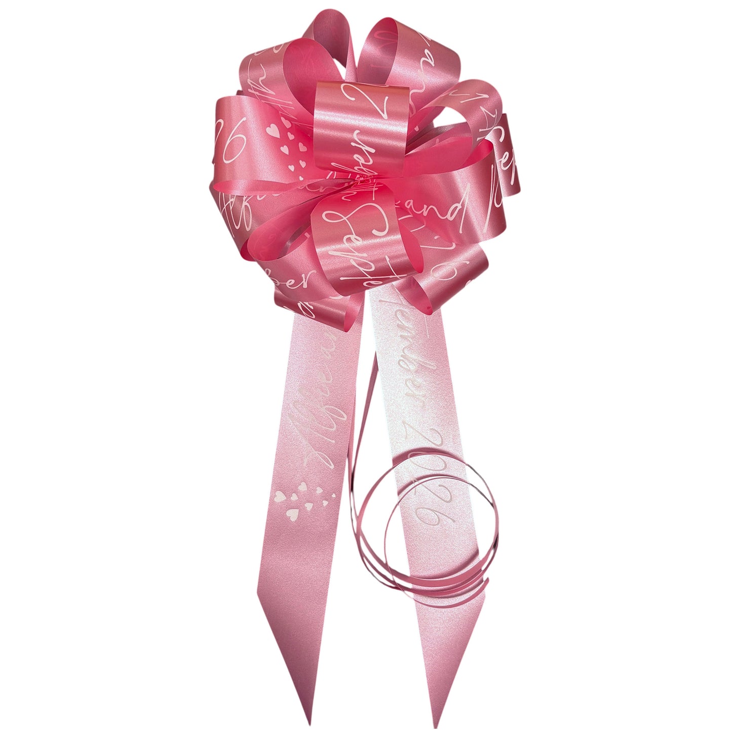 Rose Pink Personalised Handmade Wedding Car Bonnet Bow