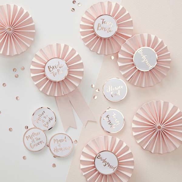 Rose Gold Team Bride Hen Party Badges