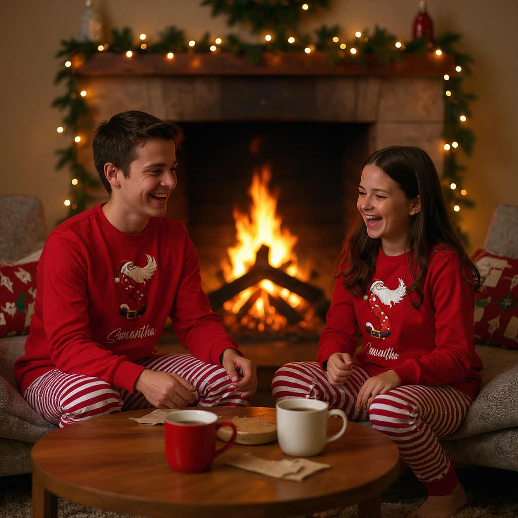 Personalised Family Christmas Loungewear Santa Initial