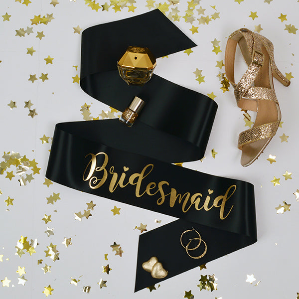 Black and Gold Team Bride Sashes